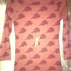 Girls Pink Dinosaur sweatshirt dress 8